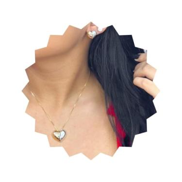 Imagem de ROHNES Colar Feminino Folheado a Ouro 18k, Coração Duo, Prata, Aço Inoxidável e Ouro, Metal