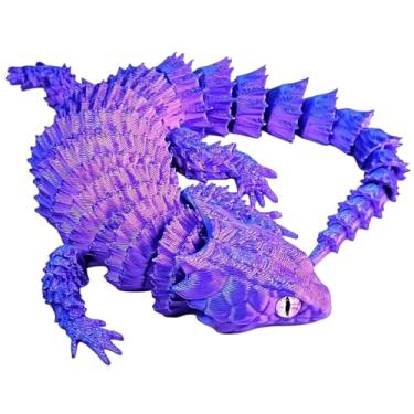 Imagem de Estatuetas colecionáveis de lagarto roxo impresso em 3D de 24 cm para decoração de escritório em casa