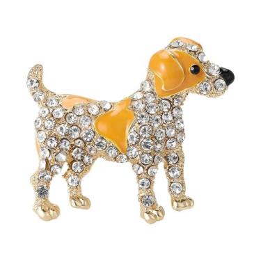 Imagem de Broche De Esmalte Unissex Com Strass De Cachorro, Joia De Lapela Para 