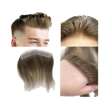 Imagem de Prótese Capilar Masculina Marrom Ultrafina 0.06mm Lisa Estilo V Com Li