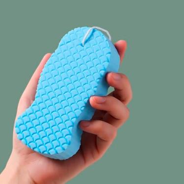 Imagem de 2 esponjas de banho esfoliantes macias para sabonete corporal 3D esponja de banho de bucha super macia para remoção de pele morta para corpo, branco, cinza, azul, rosa (azul)