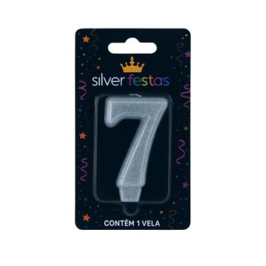 Imagem de Vela de Aniversário Prata N7 Silver - Silver Festas