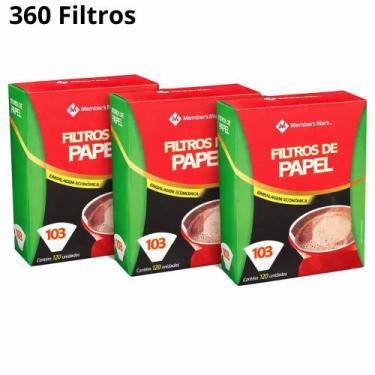 Imagem de Kit 3 caixas filtro de papel 103 members mark caixa 120 unidades  café