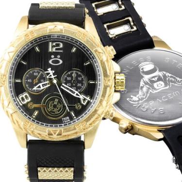 Imagem de Relogio Masculino Premium Social Dourado ajustavel preto original pres