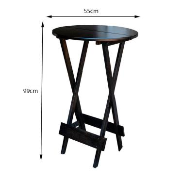 Imagem de Conjunto De Mesa Bistrô Dobrável Em Madeira Maciça Com 2 Banquetas Altas - Tabaco - Marrom