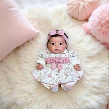 Imagem de Macacão Longo Malha Bebê Menina Charlote 03 Peças - Maria's Baby, Palh