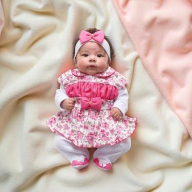 Imagem de Macacão Longo Malha Bebê Menina Charlote 03 Peças - Maria's Baby, Pink