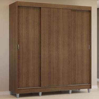Imagem de Guarda-roupa Casal Com Pés 3 Portas De Correr Rustic Reno Madesa Rustic