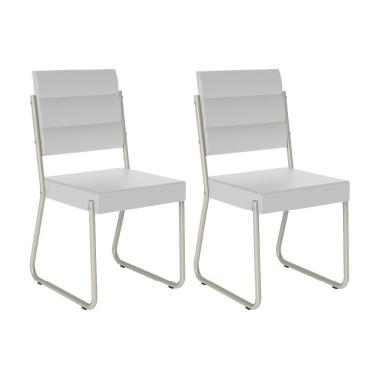 Imagem de Conjunto 2 Cadeiras 1736 Tubo Prata Napa Branca Carraro
