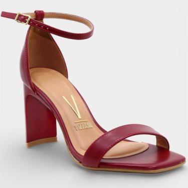 Imagem de Sandália Vizzano Salto Médio Tira Única Feminina - Vermelho, 37