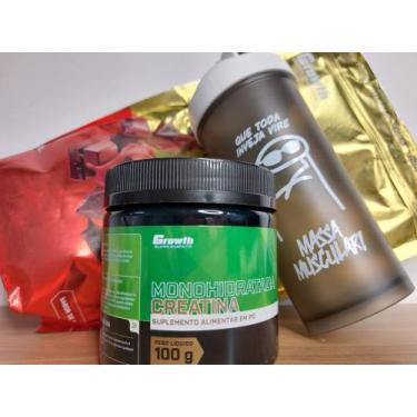 Imagem de 1 kit 1 whey basic growth 1 creatina monohidratada 100g growth 1coquet