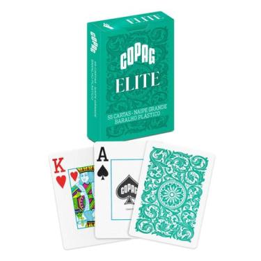 Imagem de Baralho Plástico Elite Verde Copag 55 Cartas Naipe Grande VR