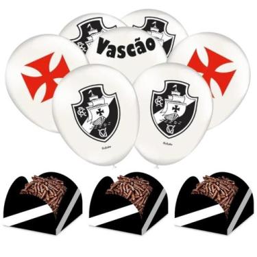 Imagem de Kit Festa Vasco 25 Balões + 50 Forminhas Para Doces Festcolor e Plac F