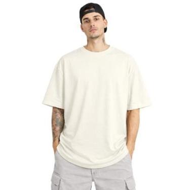 Imagem de Camiseta Oversized de Algodão Masculina Ideal para Academia e Esportes Gola Redonda Lisa-Masculino