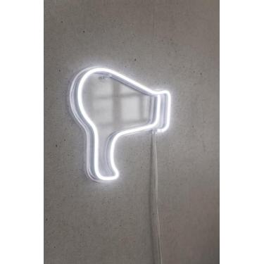 Imagem de Luminária Neon LED Secador Cabelo Vibrante Decoração de Salão de Belez