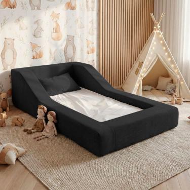 Imagem de Cama Montessoriana Infantil Noah 100% Espuma com Colchão Bouclê Preto - Desk Design
