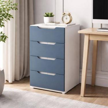 Imagem de Gaveteiro Madri 4 Gavetas Azul/Branco - Politorno