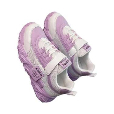 Imagem de Tênis Infantil Rosa E Branco Em Malha PU Casual Antiderrapante Para Me