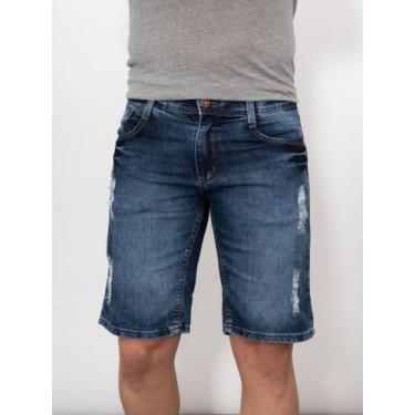 Imagem de Bermuda Jeans Masculina Com Leves Detalhes Destroyed Feita de Algodão 