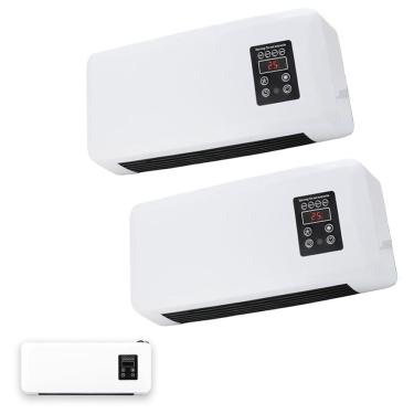 Imagem de Aquecedor Kit 2 Uni Climatizador 3 em 1 Ventilador de Parede Seca Roupa Controle Remoto Ajuste de Temperatura Refrigera