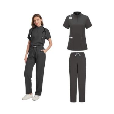 Imagem de Conjunto De Scrubs Médicos Femininos Em 12 Cores, Uniformes De Enferma