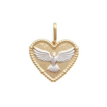 Imagem de Pingente Coração Sem Vazar Com Terço Com Espírito Santo