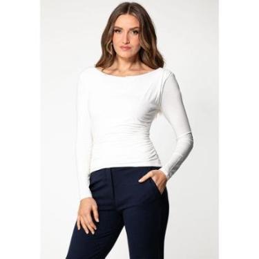 Imagem de Blusa Manga Longa Franzido Decote Costas Creme-Feminino