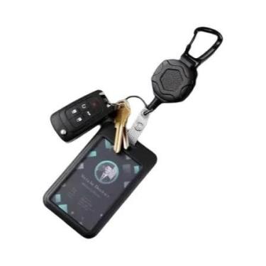 Imagem de Chaveiro Retrátil Reforçado Para Crachá Com Corda De Aço E Alça Tática