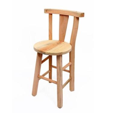 Imagem de Banqueta de Madeira Crua - Baixa Com Encosto -Redonda (VBBCER-CR) - Ve