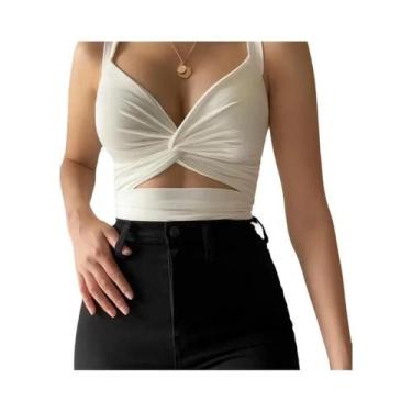 Imagem de Tops Cropped Sem Mangas Em Preto E Branco Para Mulheres, Sexy E Casuai