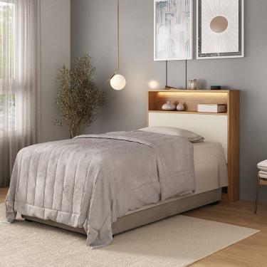 Imagem de Cabeceira Solteiro com Nicho e Led 100% Mdf Aurora Carvalho Hanover/Argila