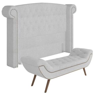 Imagem de Cabeceira Cama Box King 195cm Provença E Recamier Veneto Z37 Boucle Branco - Mpozenato