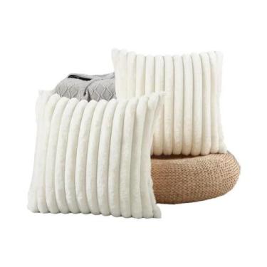 Imagem de Capa De Almofada Super Macia Em Pelúcia Sintética De Coelho Com Listra