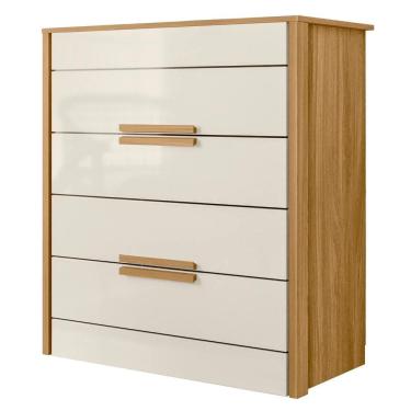 Imagem de Cômoda para Quarto 4 Gavetas 86cm Pavia Z17 Freijó/Off White - Mpozenato