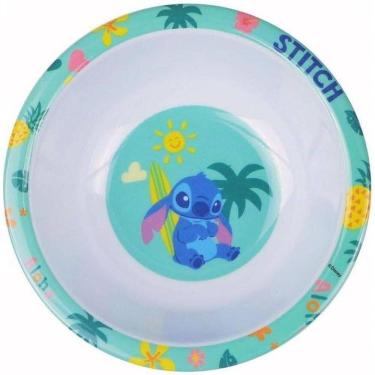 Imagem de Tigela Infantil Stitch 500ML em Melamine Leve Resistente Azul Tuut