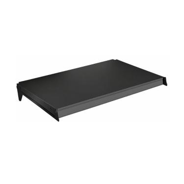Imagem de Bandeja Prateleira 40x73 Para Gôndolas New Plus Preta Com Porta Etiquetas Cinza - SA Gô...