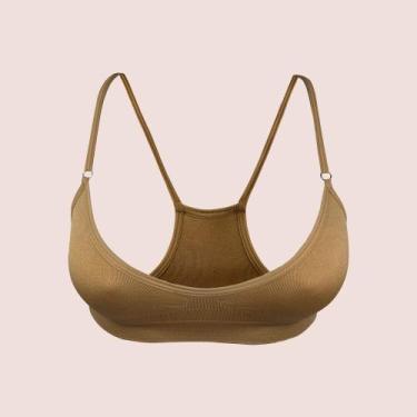 Imagem de Top Nadador Zee Rucci Sem Costura Microfibra Alça Fina, Bege, G