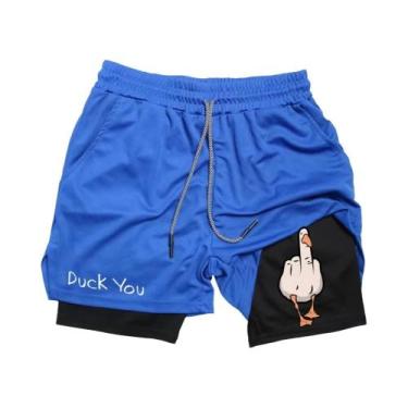 Imagem de Shorts De Verão Masculinos Com Estampa De Pato Em Cartoon, Secagem Ráp