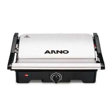 Imagem de Grill Dual Inox Antiaderente com Abertura 180º Gnox - Arno, 220V