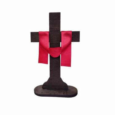 Imagem de Decoração Mesa Enfeite Páscoa Cruz Manto Vermelho 17cm EVA - PIFFER