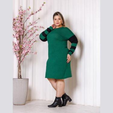 Imagem de Vestido Midi Frio Manga Longa Inverno Lanzinha Plus Size - Rosana Farc