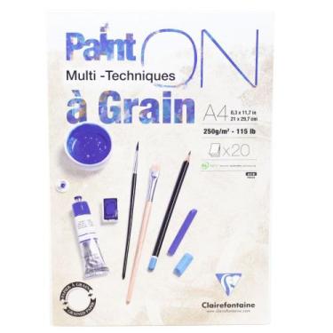 Imagem de Bloco Clairefontaine Paint'On à Grain 250g A4 20 Fls