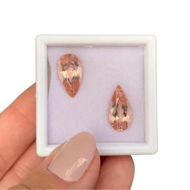 Imagem de Morganita Peachy Gota Par 8,29ct - SP GEMAS