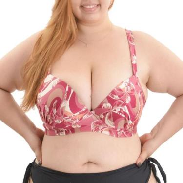 Imagem de Top Biquini Bojo Aro Alças Fixas e Amarração Plus Size Arsiè, 54, Rosa