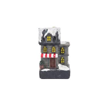 Imagem de Casinha Natalina Decorativa com LED 7cm Vila de Natal Iluminada Resina Miniatura