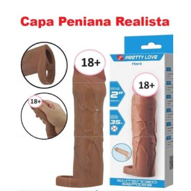 Imagem de Capa Extensora Marrom De Silicone 18X3,9cm. Aumenta e Engrossa. C/ Gla