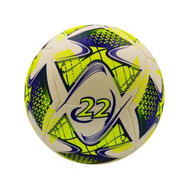 Imagem de Bola De Futsal Slick 22 Topper, Branco, Azul e Amarelo, 64cm