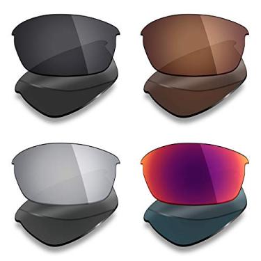Imagem de 4 pares de lentes polarizadas de substituição Mryok para óculos de sol Oakley Flak Jacket – Preto Stealth Preto/Bronze Marrom/Prata Titânio/Midnight Sun