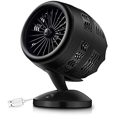 Imagem de JWCN Aquecedor de ambiente portátil, aquecedor elétrico rotativo por USB, aquecedor elétrico com ventilador de aquecimento, radiador de mesa para carro doméstico, duas engrenagens ajustáveis, preto, atualizado