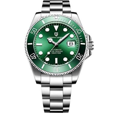 Imagem de BY BENYAR Relógio masculino Pagani Design NH35 de aço inoxidável, à prova d'água 200 m, relógios de pulso mecânicos masculinos de vidro de safira, preto clássico PD-1692, Verde, Mecânica